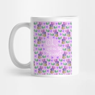 Oh Youre Sweet Macaron Dreams Watercolour Purple White Mug